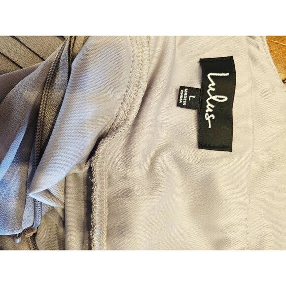 Lulus pleated maxi dress size Large spaghetti strap gray adjustable strap - Picture 5 of 12